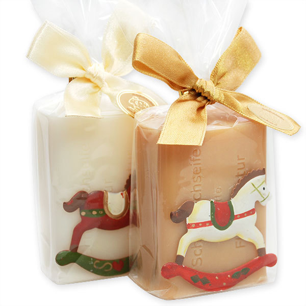 Sheep milk soap 100g decorated with a rocking horse in a cellophane, Classic/quince 