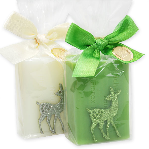 Sheep milk soap 100g, decorated with a glitter fawn, Classic/apple 