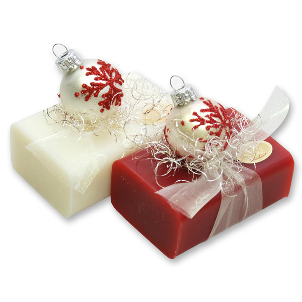 Sheep milk soap 100g, decorated with a gass christmas ball, Classic/winter magic 