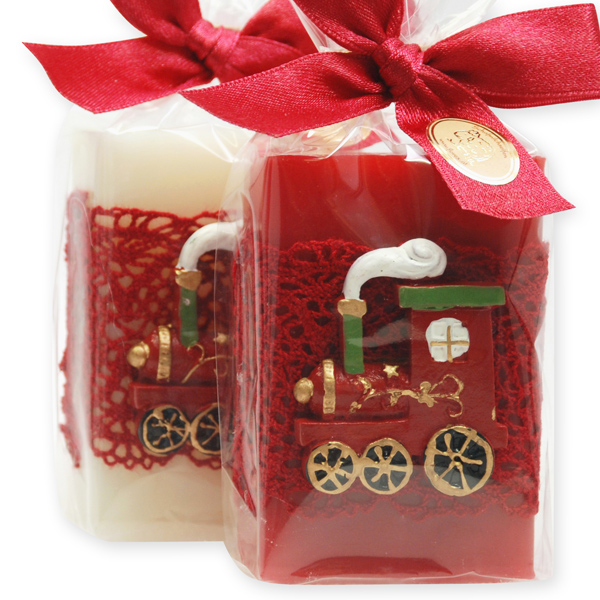 Sheep milk soap 100g, decorated with a locomotive in a cellophane, Classic/pomegranate 