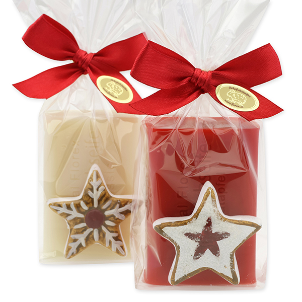 Sheep milk soap 100g, decorated with gingerbread in a cellophane, Classic/pomegranate 