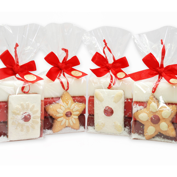 Sheep milk soap 100g, decorated with gingerbread decoration in a cellophane, sorted 