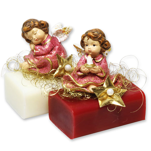 Sheep milk soap 100g decorated with an angel, Classic/pomegranate 