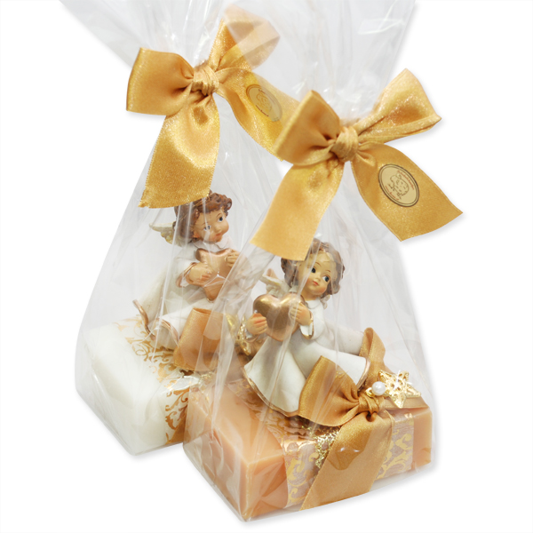 Sheep milk soap 150g decorated with an angel in a cellophane bag, Classic/quince 