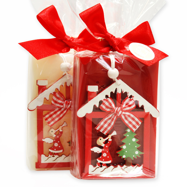 Sheep milk soap 150g, decorated with a christmas motive in a cellophane, Classic/pomegranate 