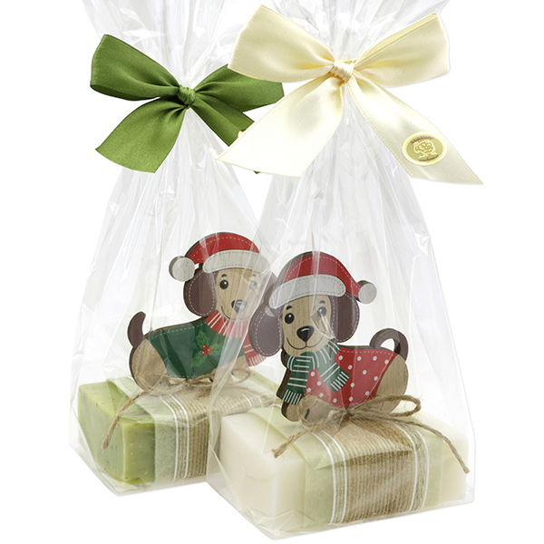 Sheep milk soap 150g decorated with a dog in a cellophane, Classic/verbena 