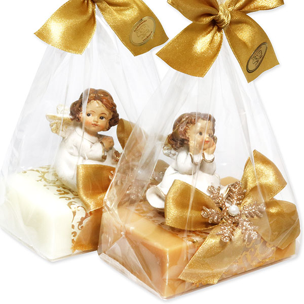 Sheep milk soap 150g decorated with an angel in a cellophane, Classic/quince 