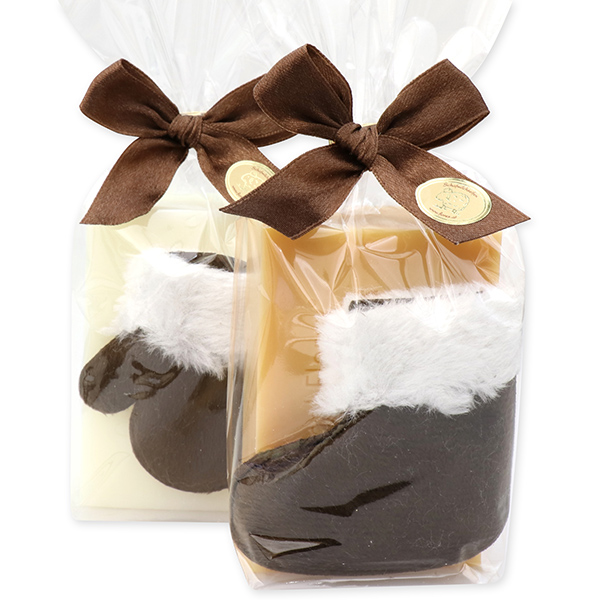 Sheep milk soap 100g decorated with a christmas glove in a cellophane, Classic/Quince 