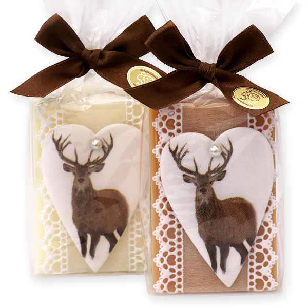 Sheep milk soap 150g decorated with a deer in a cellophane, Classic/quince 