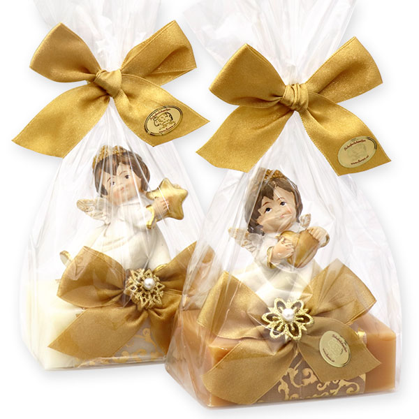 Sheep milk soap 150g decorated with an angel in a cellophane, Classic/quince 