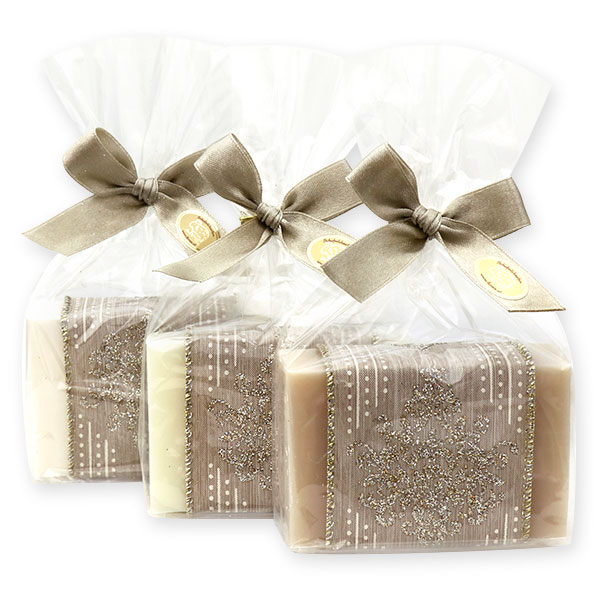 Sheep milk soap 150g decorated with a ribbon in a cellophane, sorted 