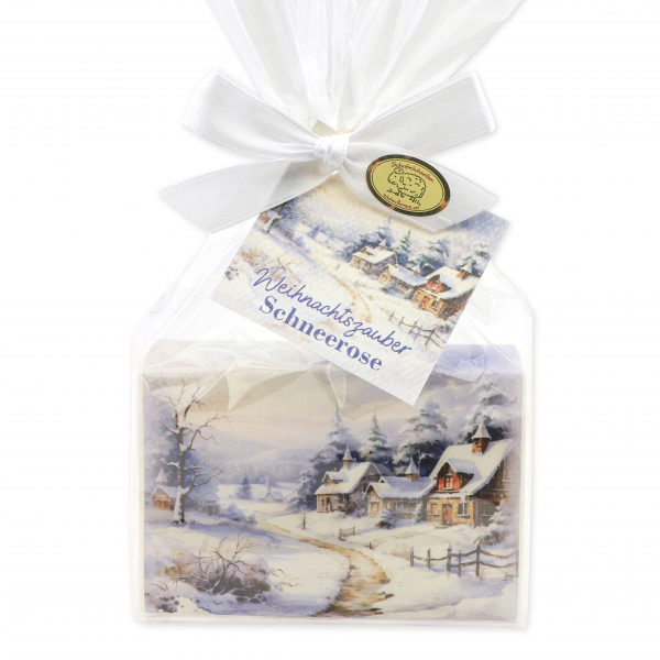 Sheep milk soap 150g Christmas rose white "Christmas magic motif 6" 