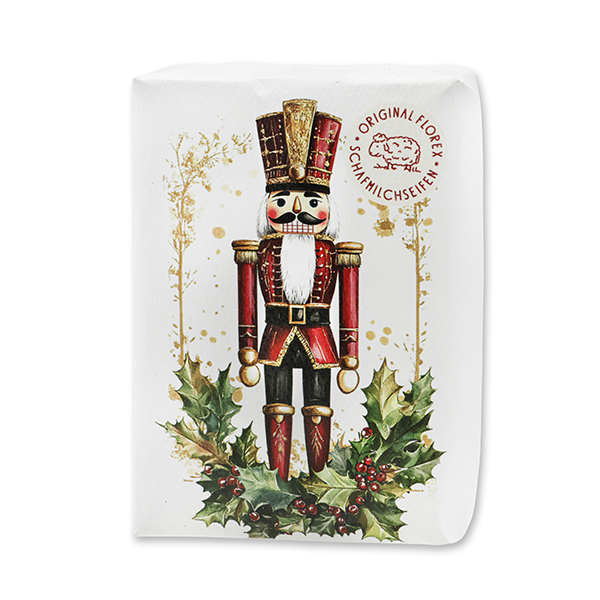 Schafmilchseife eckig 150g "Bunte Festtage Motiv 17", Zirbe 