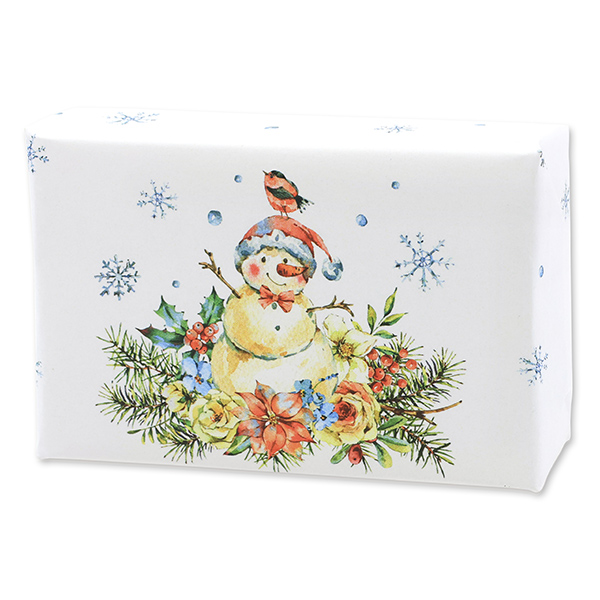 Schafmilchseife eckig 150g  "Bunte Festtage Motiv 5", Schneerose 