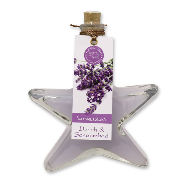 Shower- & foam bath 200ml in a tree-glass, Lavender 