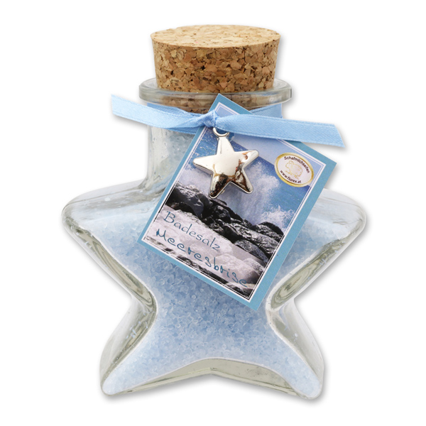 Bath salt 160g in a star shaped glass jar, Sea breeze 