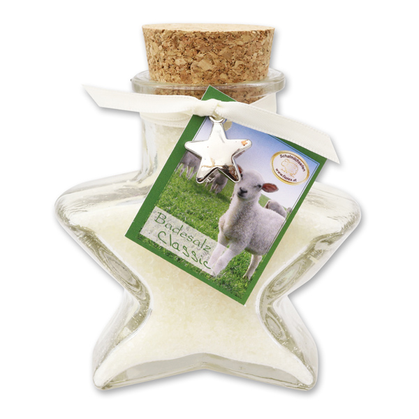 Bath salt 160g in a star shaped glass jar, Classic 