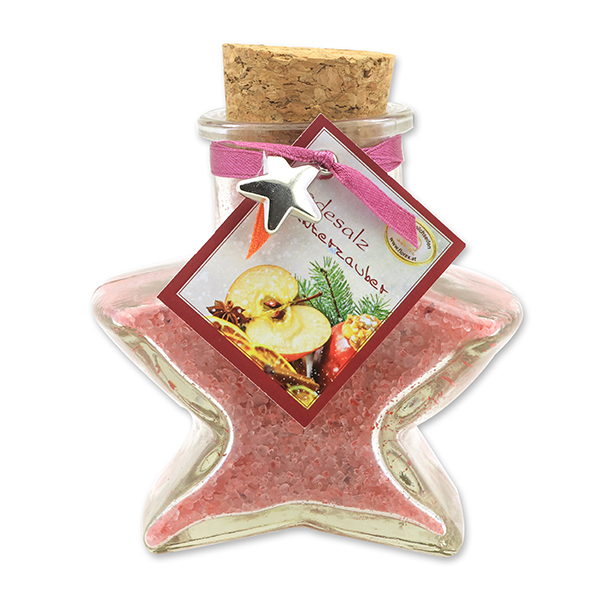 Bath salt 160g in a star shaped glass jar, Orange 