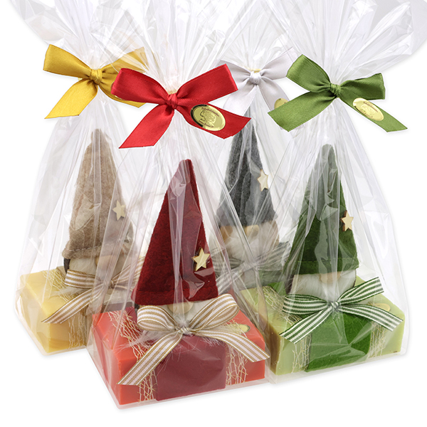Sheep milk soap 150g decorated with a gnome in a cellophane, sorted 