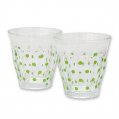 Glass for tea light, with green dots 