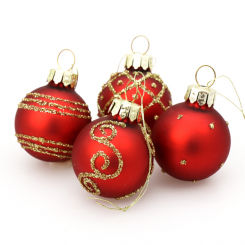 Glaskugel rot mit goldener Zeichnung 