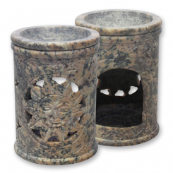 Weihrauchgefäß 10,5x8cm Speckstein Sonne mit Speckstein-Schale, für Teelicht 
