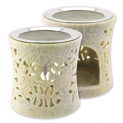 Weihrauchgefäß 10x10cm Speckstein mit Sieb, für Teelicht 