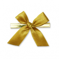 Satined bow 15mm, gold, handknotted 