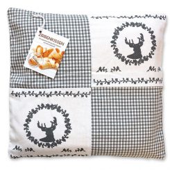 Swiss pine pillow 40x40cm with a deer motive grey filled with swiss pine shavings 