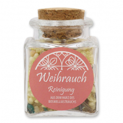 Incense mix 28g in a square glass jar with a plug cork, "Reinigung" 