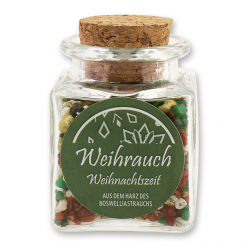 Incense 30g in a square glass jar with a plug cork, "Weihnachtszeit" 