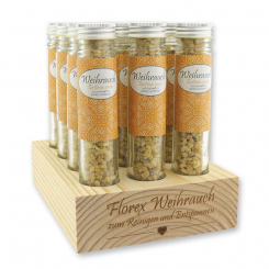 Wooden stand filled with Incense 35g in a high glass jar, "Eritrea" 