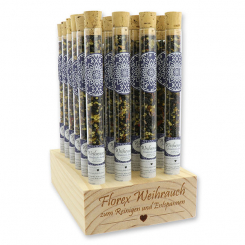 Wooden stand filled with incense mix 18g in a vial, "Arabisch dunkel" 