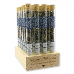 Aufsteller Holz befüllt mit Weihrauchmischung 18g in der Phiole, Seelenglück 