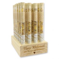 Aufsteller Holz befüllt mit Weihrauch 18g in der Phiole, Somalia 