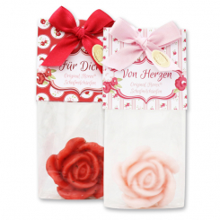 Schafmilchseife Rose Florex 54g in Cello, Pfingstrose/Rose mit Blüten sortiert 
