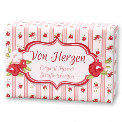 Schafmilchseife eckig 150g "Von Herzen", Pfingstrose 