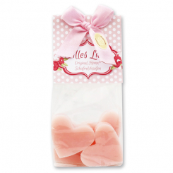 Schafmilchseife Herz mittel 4x23g in Cello "Alles Liebe", Pfingstrose 