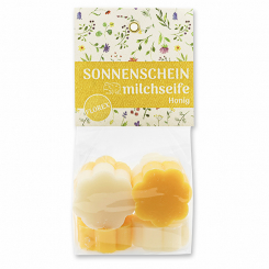 Sheep milk soap flower 6x20g in a cellophane bag "Sonnenschein", Classic/Honey 