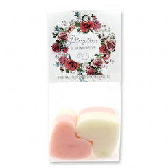 Schafmilchseife Herz mittel 4x23g in Cello 'Einzigartige Augenblicke', Classic/Pfingstrose 
