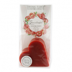 Sheep milk soap heart 85g in cello "Einzigartige Augenblicke", Pomegranate 