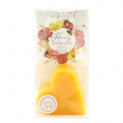 Sheep milk soap heart 85g in cello "Einzigartige Augenblicke", Honey 