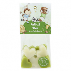 Schafmilchseife Herz mini 10x8g in Cello "Fußball Star", Zauberland/ Schäfchenzart 