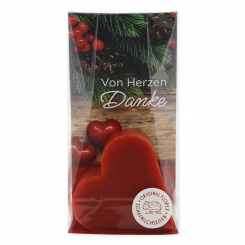 Sheep milk soap heart 85g in a cellophane "Von Herzen Danke", Pomegranate 