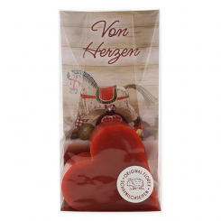 Sheep milk soap heart 85g in a cellophane "Von Herzen", Pomegranate 