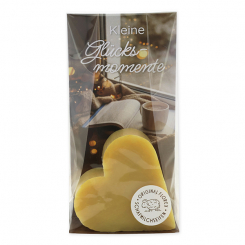 Schafmilchseife Herz 85g in Cello "Kleine Glücksmomente", Zirbe 