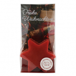 Schafmilchseife Stern 80g in Cello "Frohe Weihnachten", Granatapfel 