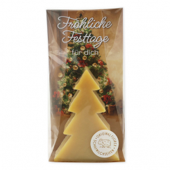 Schafmilchseife Tannenbaum 75g in Cello "Fröhliche Festtage für dich", Zirbe 
