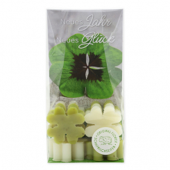 Schafmilchseife Kleeblatt 6x14g in Cello "Neues Jahr Neues Glück", Classic/Eisenkraut 