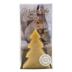 Sheep milk soap tree 75g in a cellophane "Winterliche Grüße", Swiss pine 